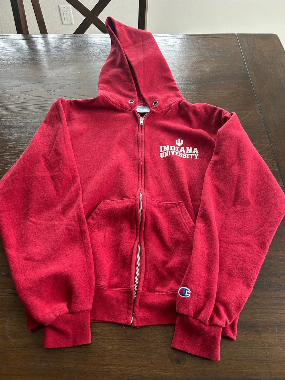 Champion Red Indiana University Full-Zip Hoodie